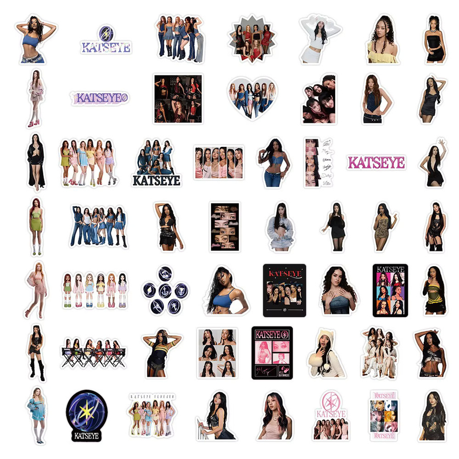 Katseye Kpop Girl Group Graffiti-Aufkleber Set, wasserfeste Sticker in Multicolour für Handy, Gitarre und Scrapbook, 50 Stück - Bild 5