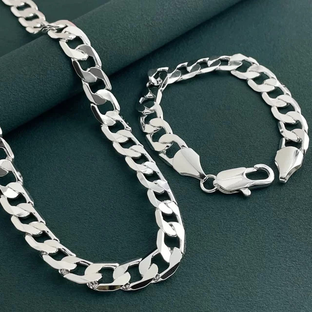 LiHong Schmuck-Set, 925 Silber, Halskette, Armband, Herren - Bild 1