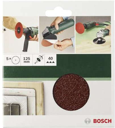 Bosch Schleifpapier für Schleifteller ungelocht Körnung 60 Durchmesser 125 mm 5 Stück braun - Bild 1