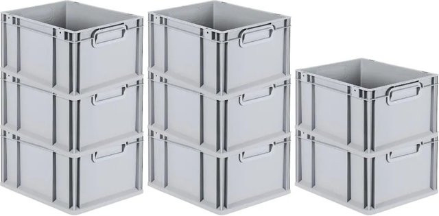 PROREGAL SuperSparSet 8x Eurobox NextGen Grip in Grau mit verstärkten Wänden, H x B x T: 22 x 30 x 40 cm, 20 Liter - Bild 1