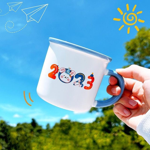 Keramiktasse Kaninchen Design von Yiran bag in Weiß, 350 ml - Bild 1