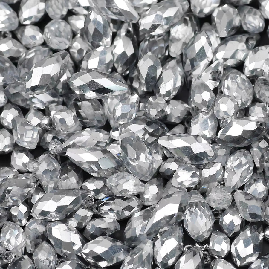JHNBY Perlen, Kristallglas, Wassertropfen, Silber, für Schmuckherstellung - Bild 6