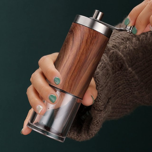 Manuelle Kaffeemühle aus Edelstahl von Easy Time in Silber mit verstellbaren Mahlgrad-Einstellungen für Kaffeebohnen und Camping - Bild 1