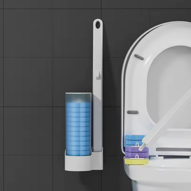 Untior Einweg-Toilettenbürste Wandmontiert mit austauschbarem Bürstenkopf in Weiß - Bild 1