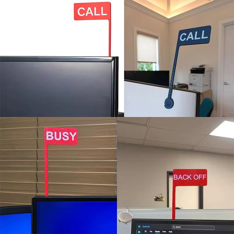 Monitor-Schilder mit Busy-Flagge für das Home Office, rotes Schreibtischzubehör aus Kunststoff mit Busy, On Call und Back Off Statusanzeigen - Bild 5