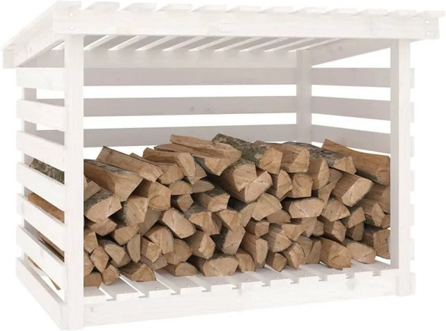 vidaXL Kaminholzregal aus Kiefer Massivholz in Weiß B/T/H: 108 x 73 x 79 cm - Bild 1