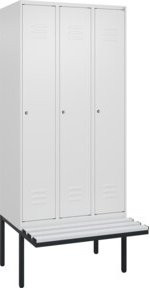C+P Spind Classic PLUS Garderobenspind mit Sitzbank, 3 Abteile, Reinweiß, B/T/H: 212,0 x 90,0 x 81,5 cm - Bild 1