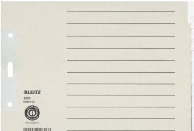 LEITZ Papier-Register DIN A5 quer blanko grau 12 Blätter Nr. 1226 - Bild 1