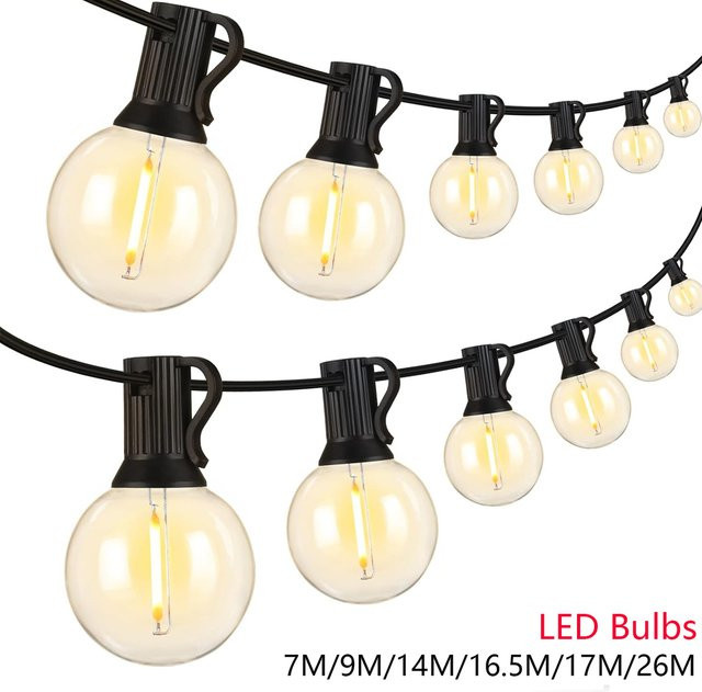 Topdii LED Globe Lichterkette G40 mit transparenten Kugeln für Outdoor und Garten, 110V/220V - Bild 1
