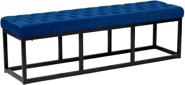 DELUKE Sitzbank MERIDA Polsterbank aus Samt in Blau, B/T/H: 150 x 37 x 42 cm - Bild 1