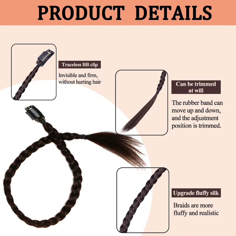Refeeny Clip-In Box Braid Haarteilverlängerung, 2 Stück, 18 Zoll, Synthetik - Bild 4
