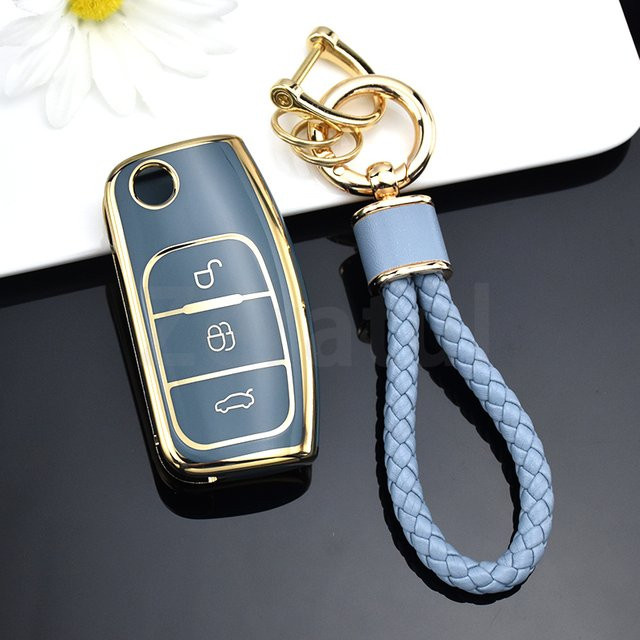 Shell Fob TPU Schlüsselhülle für Ford Focus, Falcon, Escape, Galaxy, Kuga, B-Max, C-Max, Ecosport, Fiesta in Blau - Bild 1