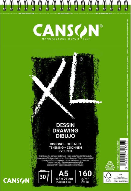 Canson XL Dessin Spiralblock mit 30 Blatt Papier, B: 30 cm x H: 30 cm - Bild 1