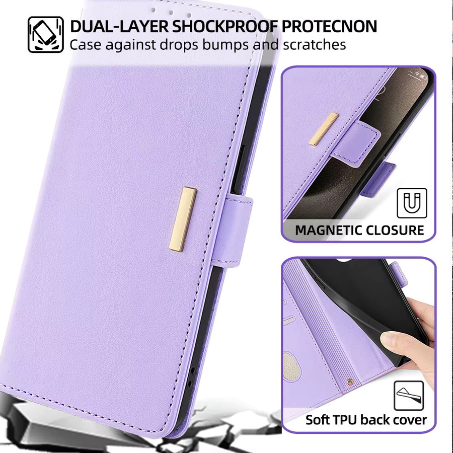 Magnetische Lederhülle mit RFID-Blockierung für TCL 605 505 501 503 50 SE 50 XL 50XE 50 Pro 40 60 SE NxtPaper in Lila - Bild 5