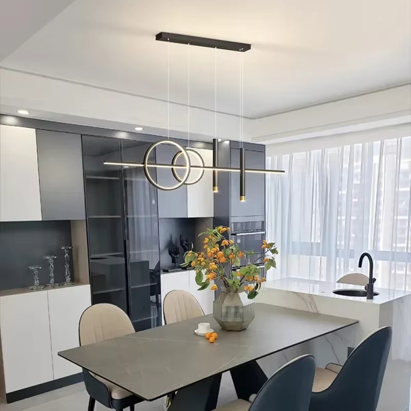 Moderne LED Anhänger Lampe von JIANKEXING in Schwarz mit warmweißem Licht für Wohnzimmer, Café oder Esstisch - Bild 3
