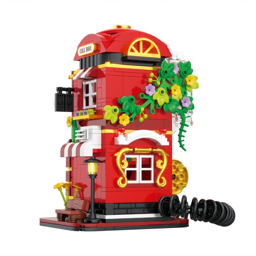 KNEW BUILT Mini-Bausteine Vintage-Telefonhäuschen, DIY-Puzzle-Spielzeug, ab 6 Jahren - Bild 1