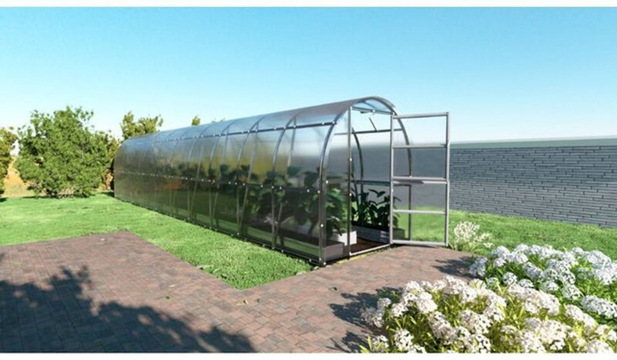 Meistro Kodas Gewächshaus Klasika Slim aus Polycarbonat und Metall, Transparent/Schwarz, 2 x 12 m (24 m²) - Bild 1