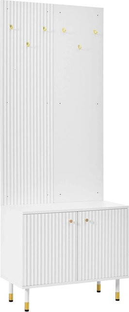 Merax Garderobenschrank mit Schuhschrank und Haken in Weiß und Gold, modern mit Soft-Close-Türen aus MDF, H x B x T: 180 x 35 x 35 cm - Bild 1