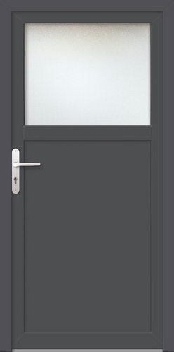 Meeth Nebeneingangstür ProM 01 in Grau mit satiniertem Glaseinsatz, modern und nach Außen öffnend, B: 98,0 cm, H: 200,0 cm - Bild 1