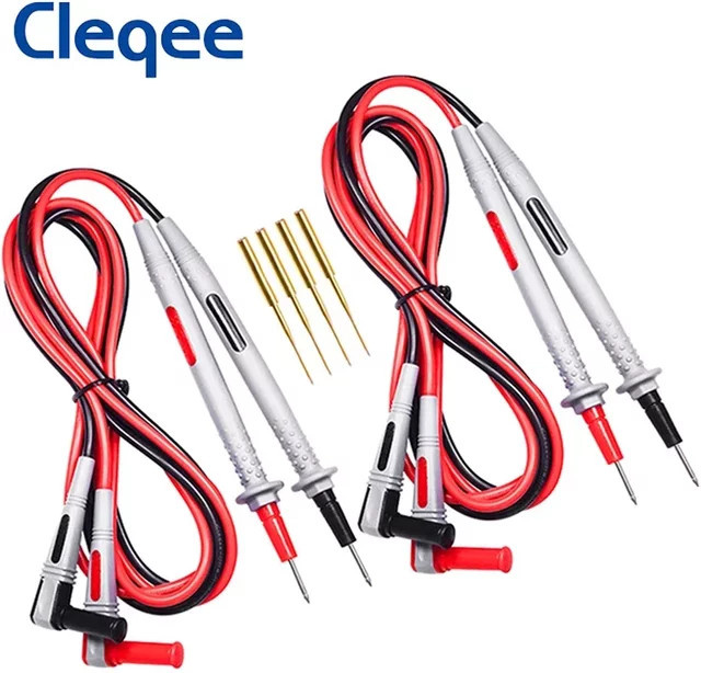 Cleqee P1505B Silikon-Multimeter-Messleitungen mit vergoldeten Nadeln und 4-mm-Bananensteckern, 1,5 m Kabel - Bild 1