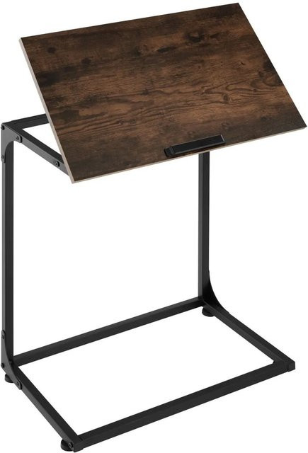 tectake Beistelltisch im Industrial Style mit neigbarer Platte aus dunklem Holz und Stahl, B/T/H: 55 x 35 x 66,5 cm - Bild 2
