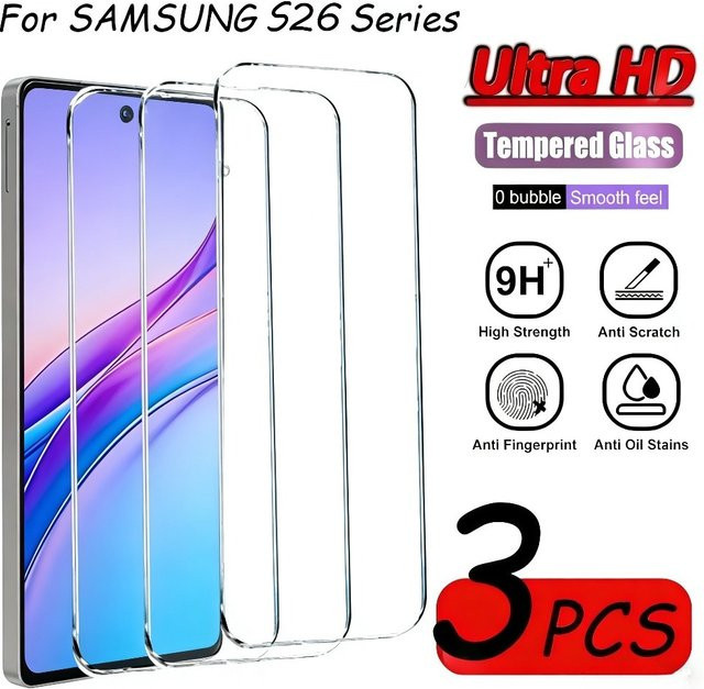 3er-Pack ultraklare Displayschutzfolie aus gehärtetem Glas für Samsung Galaxy S26 S25 S24 S23 S22 S21 Ultra Plus FE, transparent und kratzfest - Bild 1