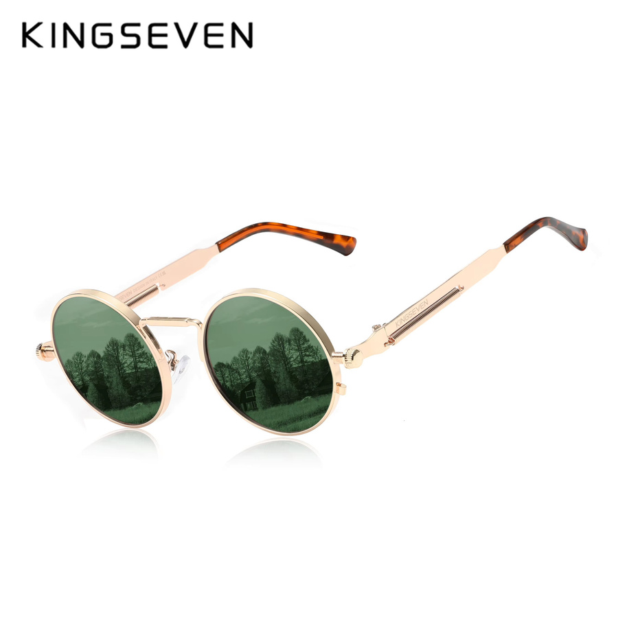 KINGSEVEN Sonnenbrille, Runde Form, Vollrand, Metall, Unisex, polarisiert - Bild 1