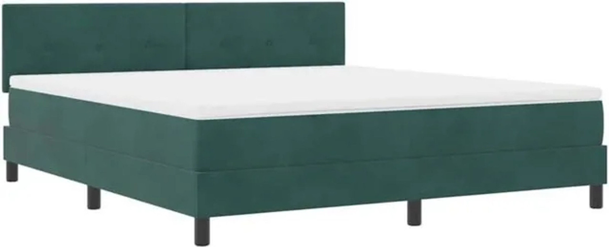 vidaXL Boxspringbett mit Matratze in Dunkelgrün aus Stoff, B/T: 180 x 200 cm - Bild 1