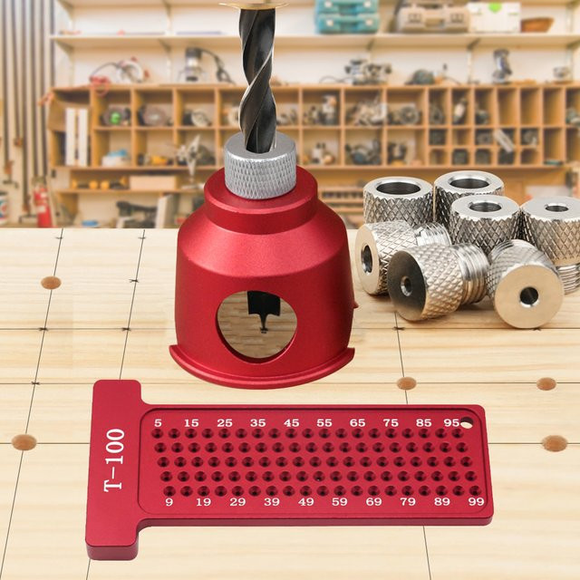 JIGHOLE Vertikale Bohrführung mit 100 mm Präzisions-T-Lineal und Aluminium-Taschenloch-Jig-Buchsen für Stahlbohrmaschinen, 2–10 mm - Bild 1