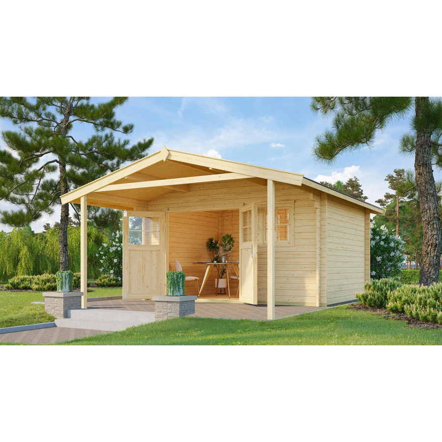 Weka Holz-Gartenhaus mit Satteldach in unbehandeltem Holz Design, Breite: 460 cm, Tiefe: 514 cm - Bild 2