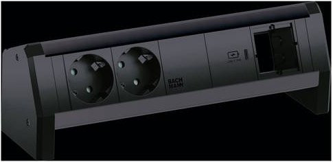Bachmann Steckdosenleiste in Schwarz mit USB-C Anschluss - Bild 1
