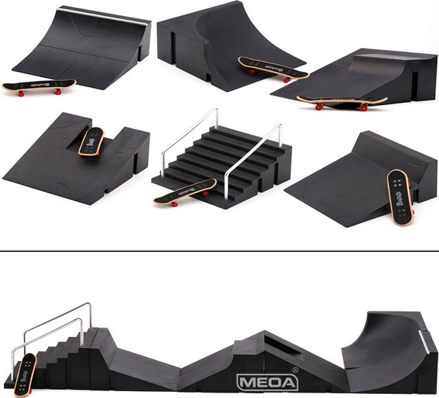 Teck Toys Finger Skateboard Skatepark Mini Ramp mit Metallrädern - Bild 1