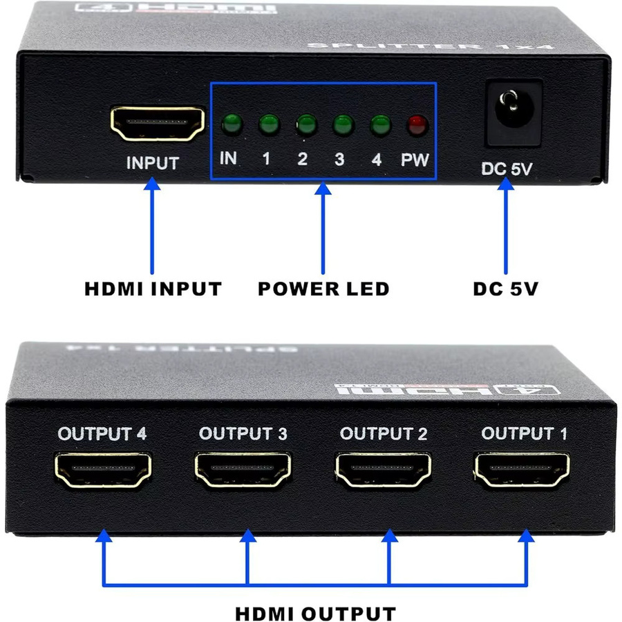 LccKaa HDMI Splitter Switcher 4K UHD 1 auf 4 Out Audio-Video-Konverter in Schwarz - Bild 4