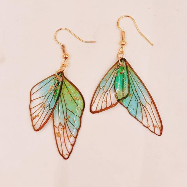 Hängeohrringe Kupfer, Schmetterling, Strass, beige, Damen - Bild 1