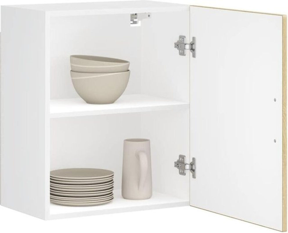 Küchen-Hängeschrank Porto von Vidaxl aus Holzwerkstoff in Sonoma-Eiche und Weiß mit Drehtüren im minimalistischen Design - Bild 1