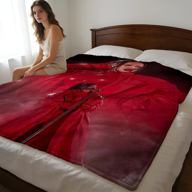 Singer Rihanna Cool Kurzflor-Plüschdecke in Rot, weich und hautfreundlich für Sofa und klimatisierte Räume, B/B/H: 100 x 75 x 1 cm - Bild 1