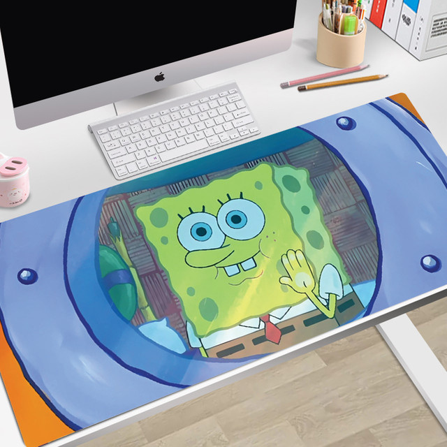 Rutschfeste Mauspad und Tastatur-Tischmatte Potdemiel mit SpongeBob Schwammkopf Motiv in Multicolour - Bild 1