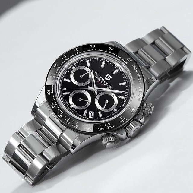 PAGANI DESIGN Chronograph, Quarz, Edelstahl, Saphirglas, Schwarz, Herren - Bild 1