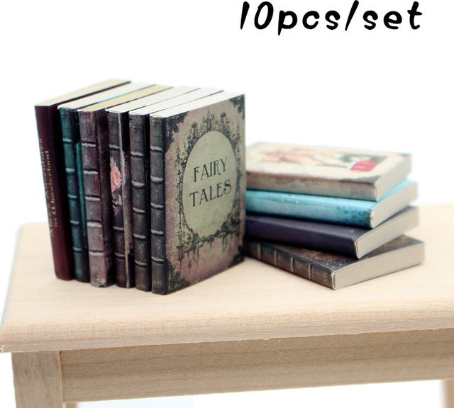 DIAPER&CORED Mini Retro Bücher Modell, Puppenhaus Arbeitszimmer Dekoration, 10-teiliges Set - Bild 1