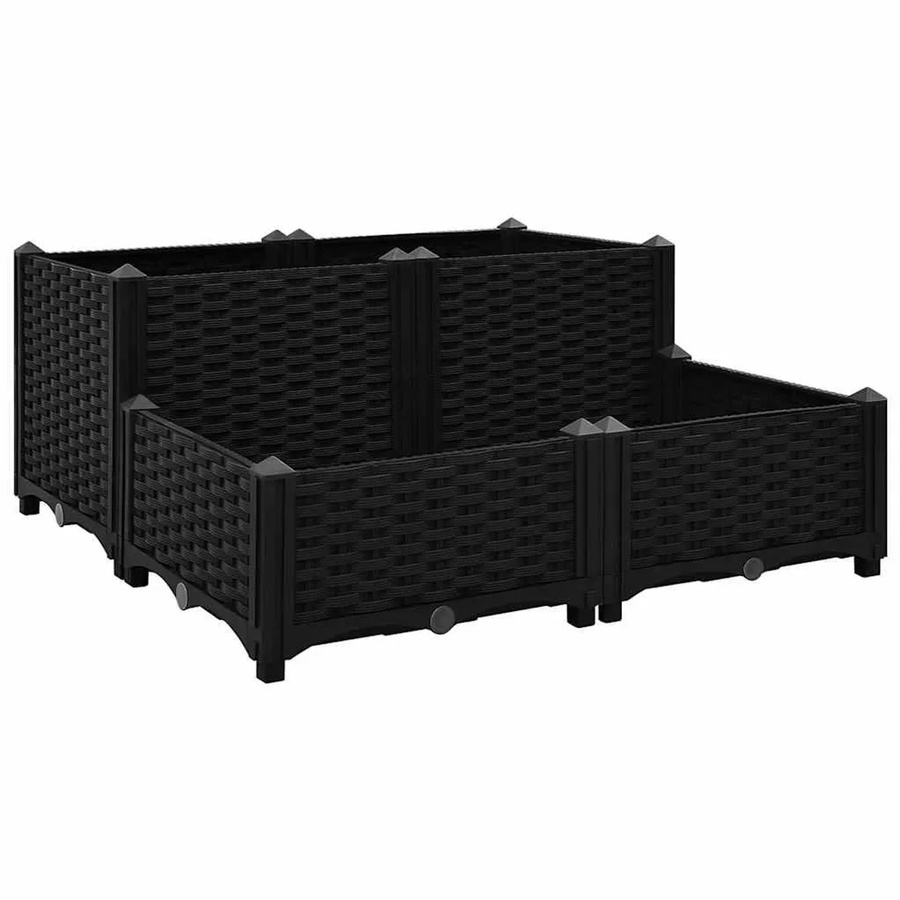 vidaXL Hochbeet aus Polypropylen in Schwarz, B/T/H: 80 x 80 x 38 cm - Bild 2