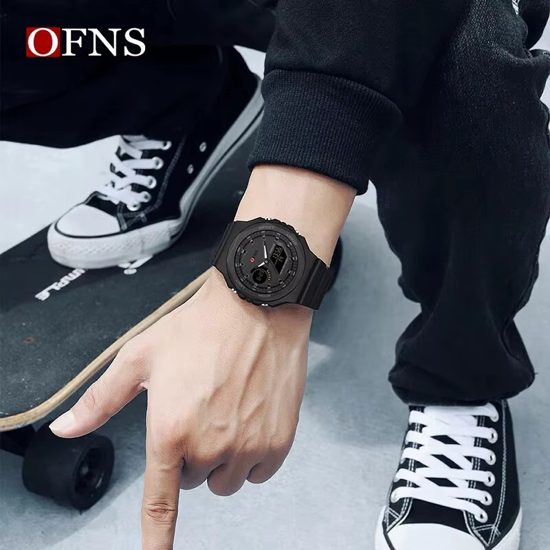 Ofns Digitaluhr, Kunststoff, Edelstahl, Schwarz, Herren - Bild 3