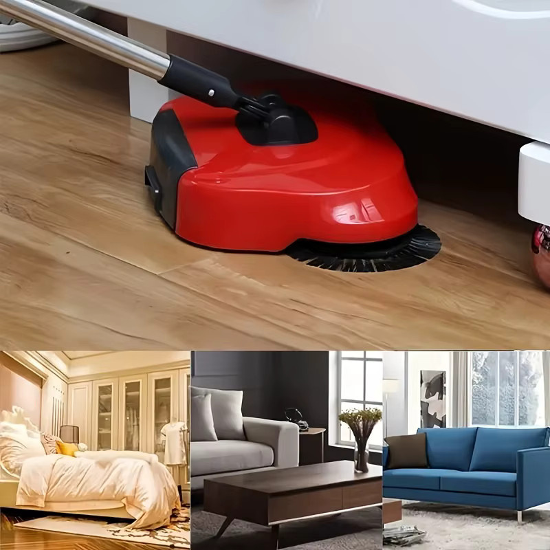 Untior 360 Grad Handschubkehrmaschine in Rot mit Kehrschaufel und Wischfunktion für die Reinigung im Home Office - Bild 5