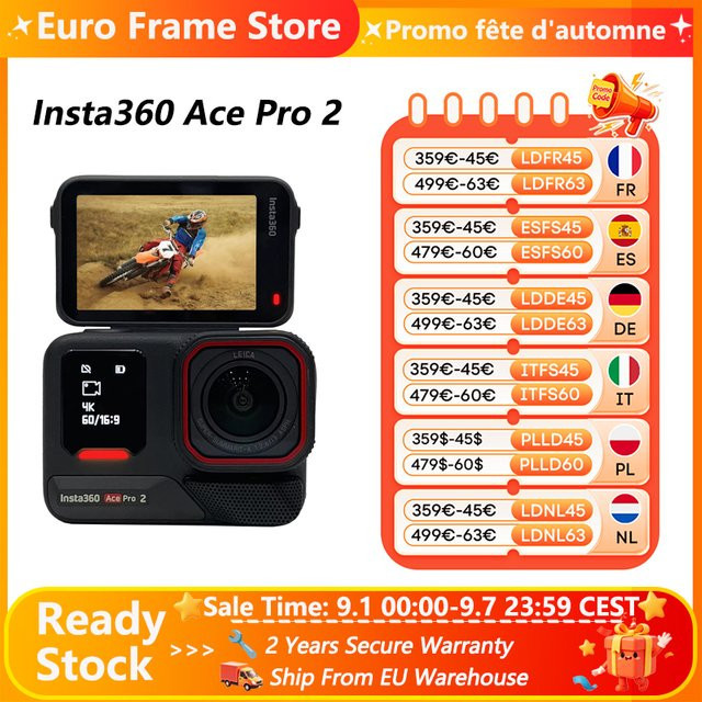 Insta360 Ace Pro 2 Action Camera mit 8K Auflösung, Dual AI-Chips und 1/1.3-Zoll Sensor in Schwarz - Bild 1