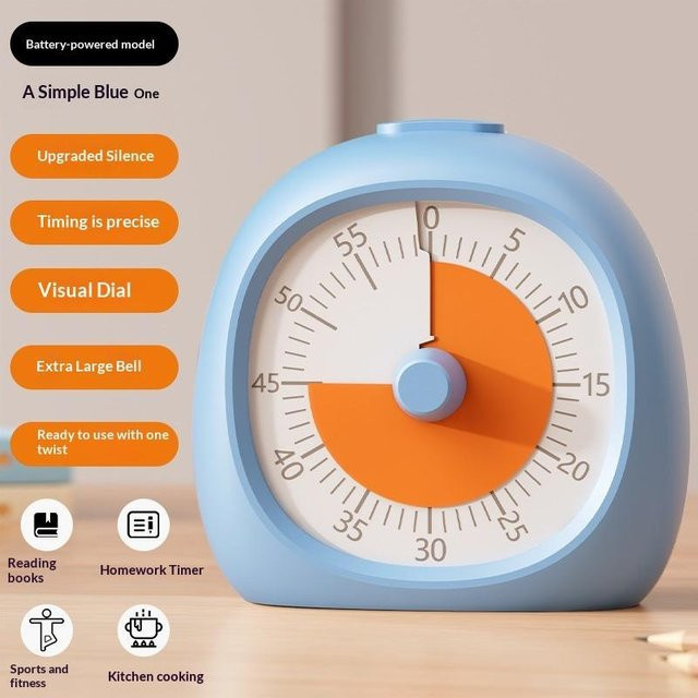 Wolfman Visueller Timer Kunststoff Blau, Tragbarer Countdown-Timer für 60 Minuten zur Fokus-Hilfe beim Lernen und Arbeiten - Bild 1