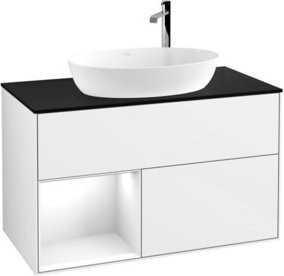 V&B Waschtischunterschrank Finion 100 mit Wandbeleuchtung, Weiß lackiert, B/T/H: 100 x 50,1 x 50,1 cm - Bild 1