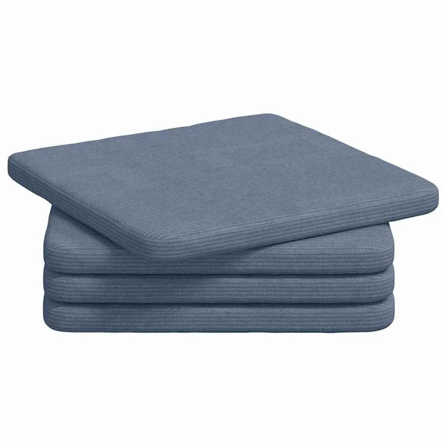 vidaXL Sitzkissen 4er Set Blau aus Cordstoff mit Schaumstofffüllung, B/T/H: 40 x 40 x 3 cm - Bild 2