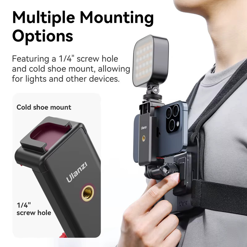 Ulanzi CM027 Brust- und Kopfband-Halterung in Schwarz für iPhone 15, iPhone 14, GoPro, Insta360 X3 und DJI Osmo Action 3 - Bild 1