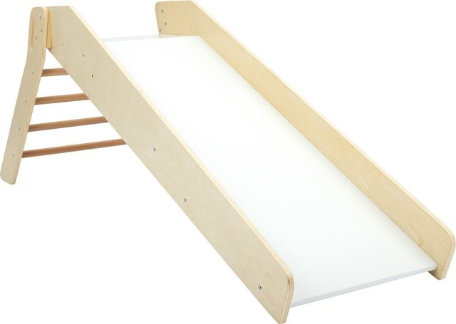 PLAYTIVE Kinder-Holzrutsche aus Massivholz mit Handlauf in Beige und Weiß, B/T/H: 155 x 59 x 58 cm - Bild 1