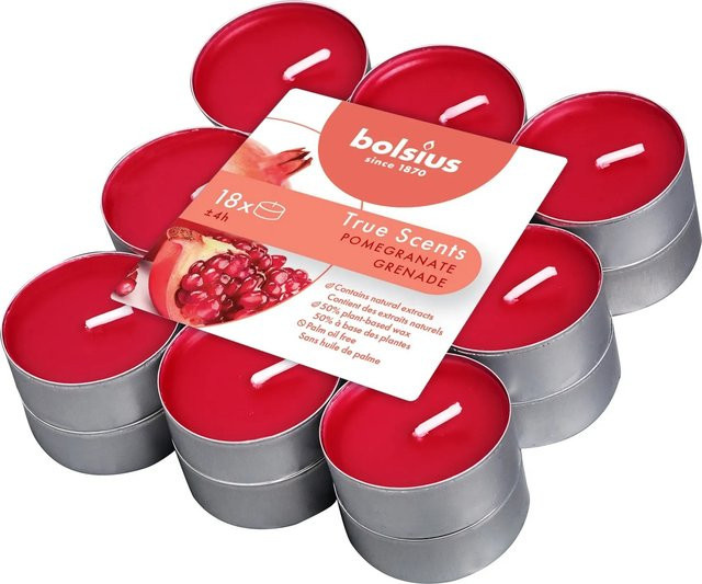 Bolsius True Scents Duftteelichter Granatapfel, 18er-Pack, Rot - Bild 1