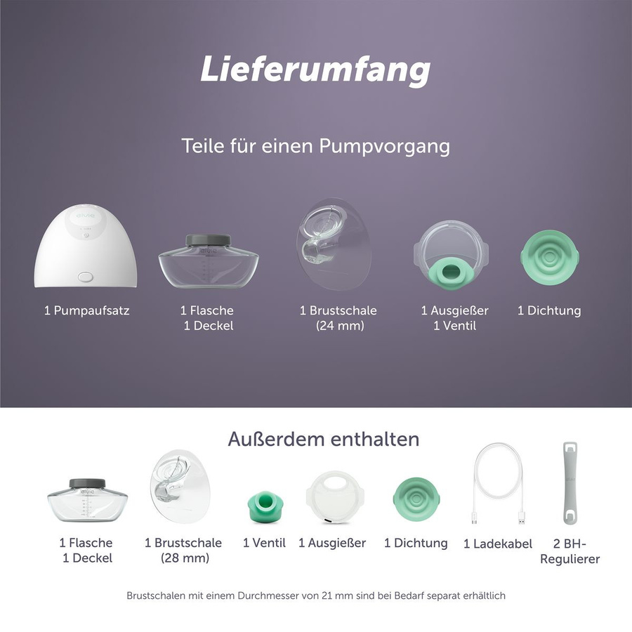 Elvie Elektrische Milchpumpe Single, tragbar und BPA-frei, Weiß/Transparent - Bild 3